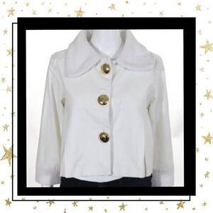 525 America White Cotton Pleated Cropped Jacket M